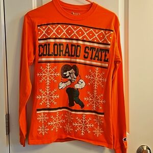 Small Orange Champion Colorado State University Xmas long sleeve